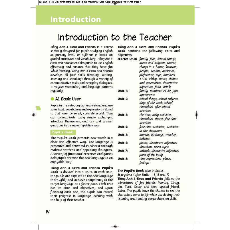 Tiếng Anh 4 Extra and Friends - Teacher
