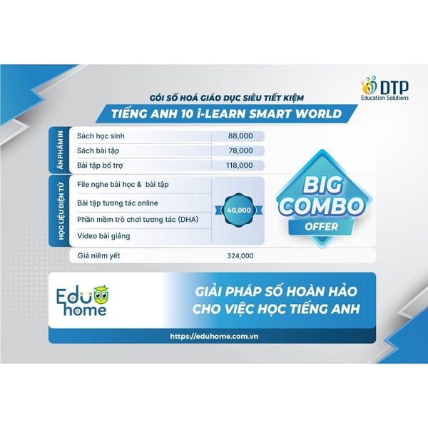 Tiếng Anh 10 i-Learn Smart World - Gói số hóa giáo dục siêu tiết kiệm (SB, WB, BTBT, Digital Pack)