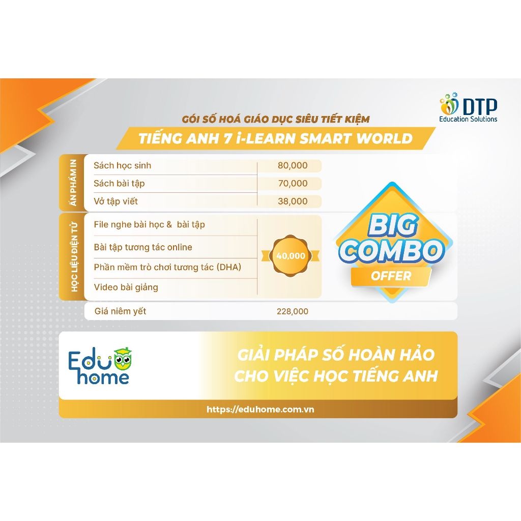 Tiếng Anh 7 i-Learn Smart World - Gói số hóa giáo dục siêu tiết kiệm (SB, WB, NB, Digital Pack)