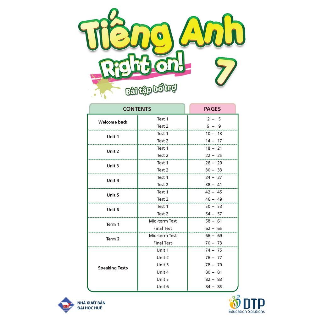 Bài tập bổ trợ Tiếng Anh 7 Right On!