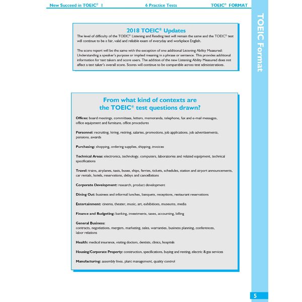 Succeed in TOEIC 1 (550-750) with 6 Practice Tests - New Revised format 2018