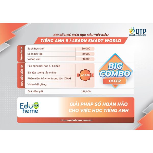 Tiếng Anh 9 i-Learn Smart World - Gói số hóa giáo dục siêu tiết kiệm (SB, WB, NB, Digital Pack)