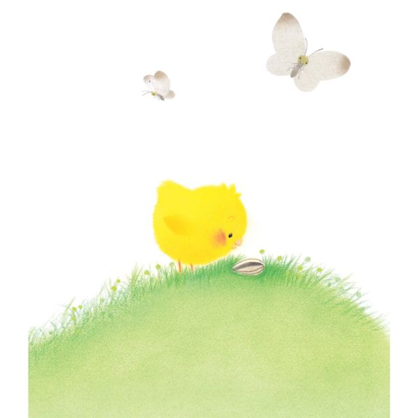 Gà con và hoa hướng dương