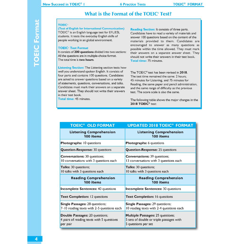 Succeed in TOEIC 1 (550-750) with 6 Practice Tests - New Revised format 2018