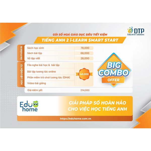 Tiếng Anh 2 i-Learn Smart Start - Gói số hóa giáo dục siêu tiết kiệm (SB, WB, NB, Digital Pack)