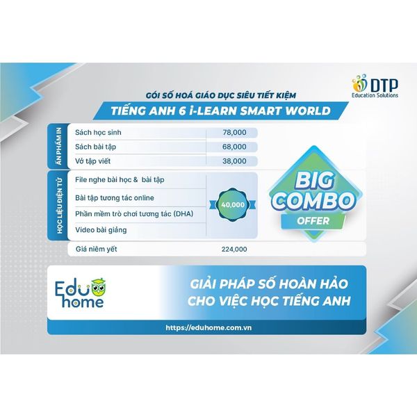 Tiếng Anh 6 i-Learn Smart World - Gói số hóa giáo dục siêu tiết kiệm (SB, WB, NB, Digital Pack)
