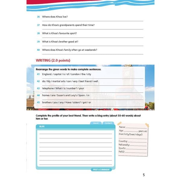 Bài tập bổ trợ Tiếng Anh 6 Right On!