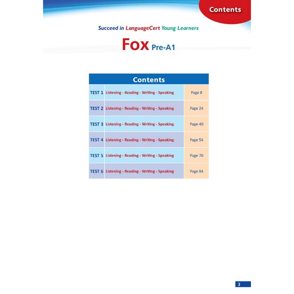 Succeed in LanguageCert Young Learners FOX 1 - 6 Practice Tests - Pre A1