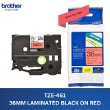  Brother TZe-461, khổ 36mm, dài 8m, Black on Red, chống thấm nước 