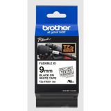  Brother TZe-FX221, khổ 9mm, dài 8m, Black on White, siêu dẻo, chống thấm nước 