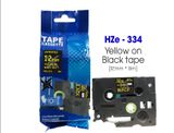  Nhãn in HZe-334 (TZe-334, TZ2-334), 12mm x 8m, Gold on Black 