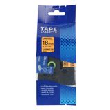  Nhãn in HZe-B41 (TZe-B41, TZ2-B41), 18mm x 8m, Black on Flourescent Orange, Dạ quang 