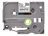  Brother TZe-211, khổ 6mm, dài 8m, Black on White, chống thấm nước 