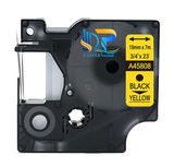  DM-A45808 D1 Tape A45808 19mm x 7m Black on Yellow 