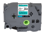  Brother TZe-741, khổ 18mm, dài 8m, Black on Green, chống thấm nước 
