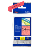  Brother TZe-451, khổ 24mm, dài 8m, Black on Red, chống thấm nước 