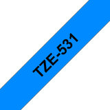  Brother TZe-531, khổ 12mm, dài 8m, Black on Blue, chống thấm nước 