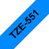  Brother TZe-551, khổ 24mm, dài 8m, Black on Blue chống thấm nước 