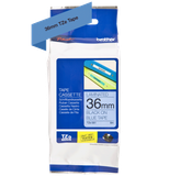  Brother TZe-561, khổ 36mm, dài 8m, Black on Blue, chống thấm nước 