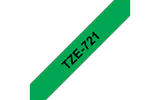  Brother TZe-721, khổ 9mm, dài 8m, Black on Green, chống thấm nước 