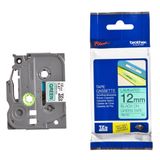  Brother TZe-731, khổ 12mm, dài 8m, Black on Green, chống thấm nước 