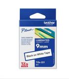  Brother TZe-221, khổ 9mm, dài 8m, Black on White, chống thấm nước 