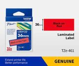  Brother TZe-461, khổ 36mm, dài 8m, Black on Red, chống thấm nước 