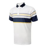  ÁO GOLF HANDEE TRẮNG PHỐI SỌC NGANG NAVY/VÀNG 