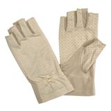  GĂNG TAY NỮ LỘ NGÓN PHỐI LƯỚI MÀU DA 