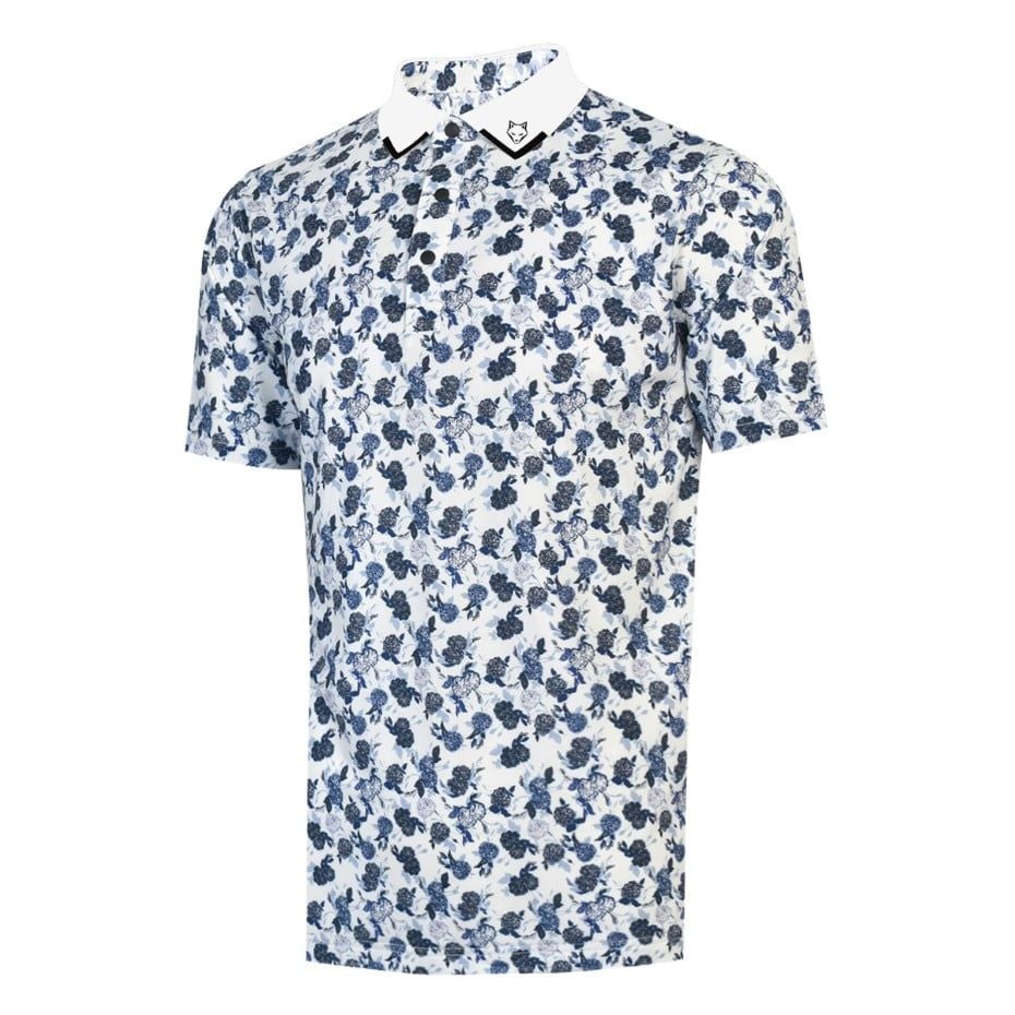  ÁO GOLF HANDEE HOA TRÀ WHITE/NAVY 