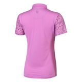  ÁO GOLF NỮ HANDEE TAY NGẮN TÍM PHỐI HOA VĂN TRỤ CỔ 