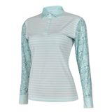  ÁO GOLF NỮ HANDEE TAY DÀI XANH NGỌC PHỐI HOA VĂN TRỤ CỔ 