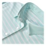  ÁO GOLF NỮ HANDEE TAY NGẮN XANH NGỌC PHỐI HOA VĂN TRỤ CỔ 