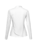  ÁO NỮ DÀI TAY HANDEE CỔ LỌ PHỐI HỌA TIẾT HOA LÁ THỜI TRANG 