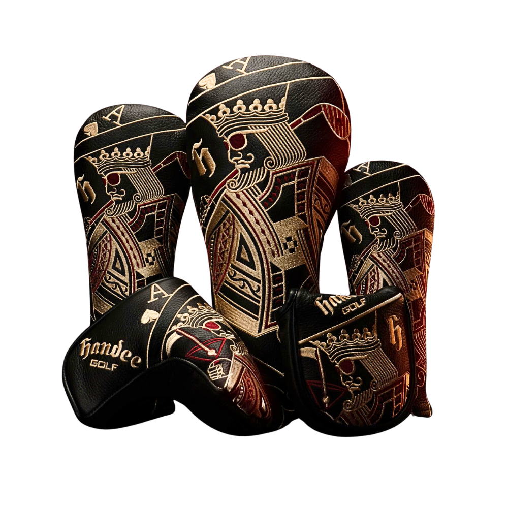  SET 5 MÓN BỌC ĐẦU GẬY HANDEE HỌA TIẾT LÁ BÀI (DA THẬT) 