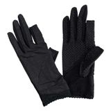  GĂNG TAY NỮ LỘ 2 NGÓN PHỐI LƯỚI MÀU ĐEN 