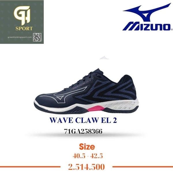 71GA258366-Giày Cầu lông-Giới tính chung-WAVE CLAW EL 2-Size: 38 - BADMINTON