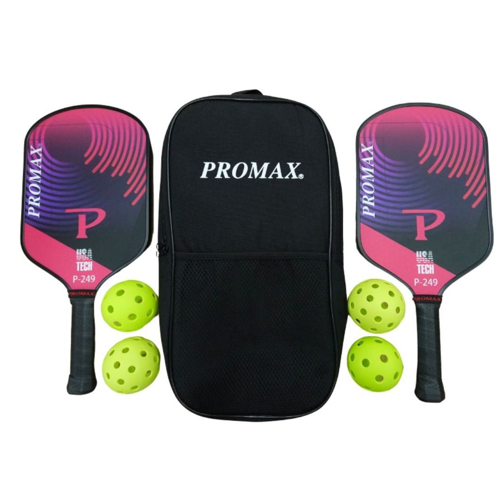 Bộ Vợt Pickleball Promax P-249 Chính Hãng - 2 Vợt + 4 Bóng + Túi