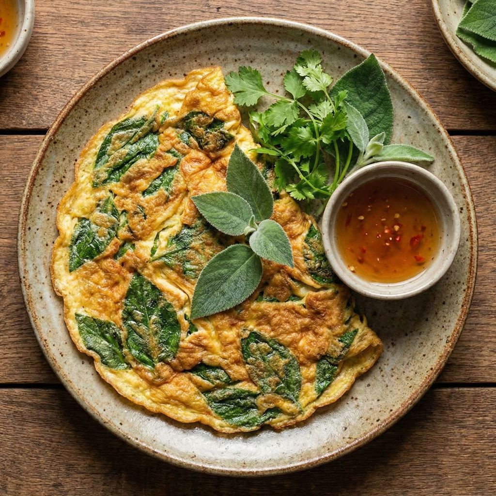  Trứng chiên lá mơ 