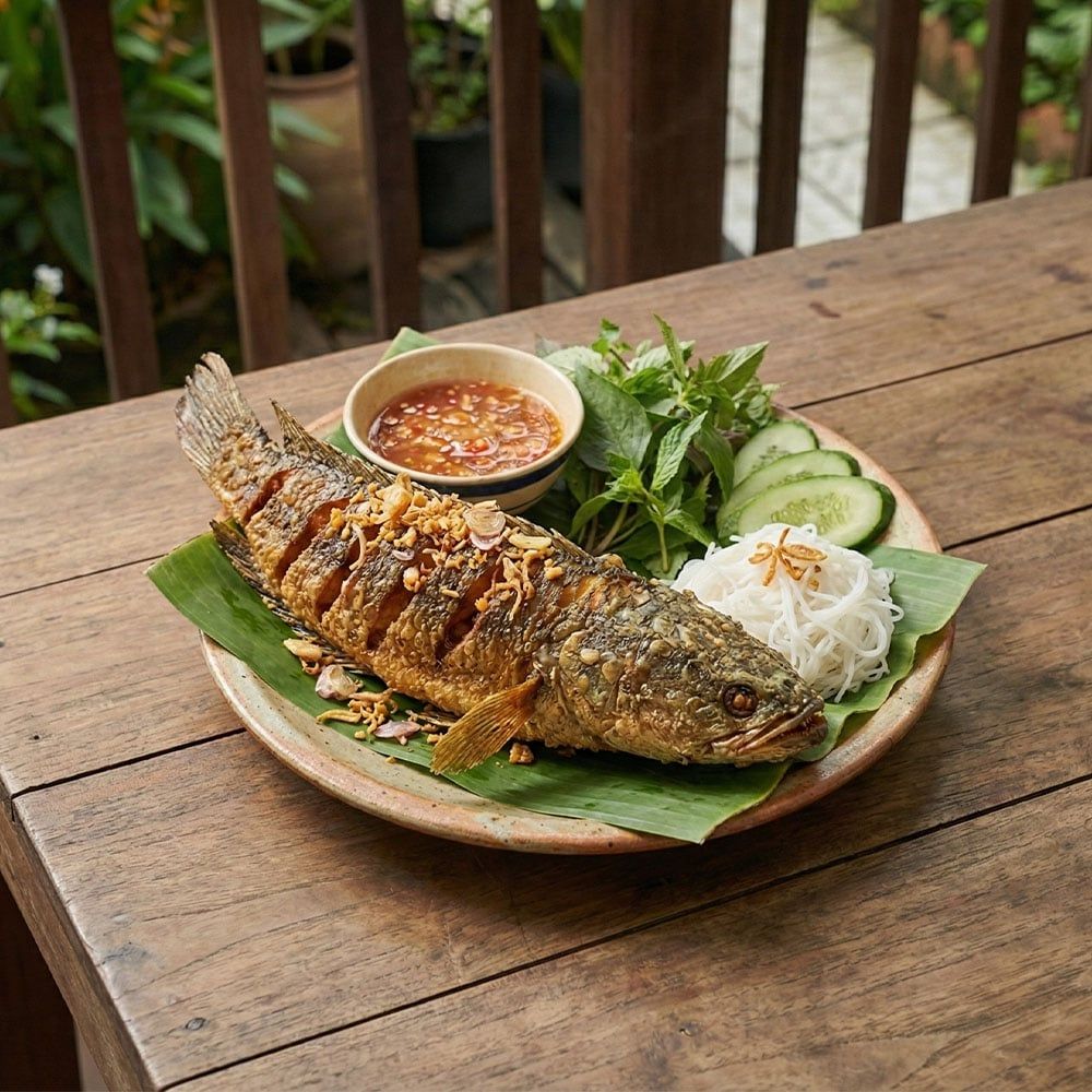  Cá lóc biển hồ Cambodia chiên giòn 