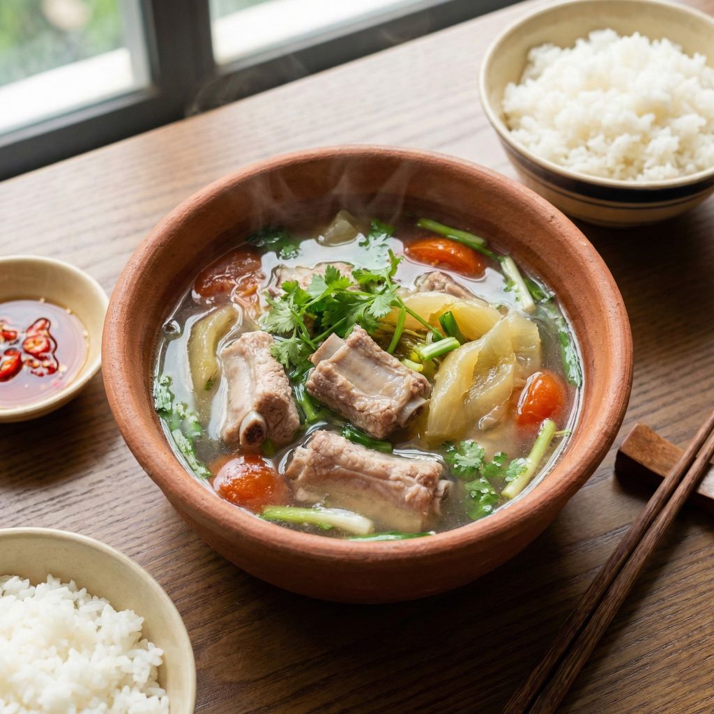  Canh sườn non cải chua 