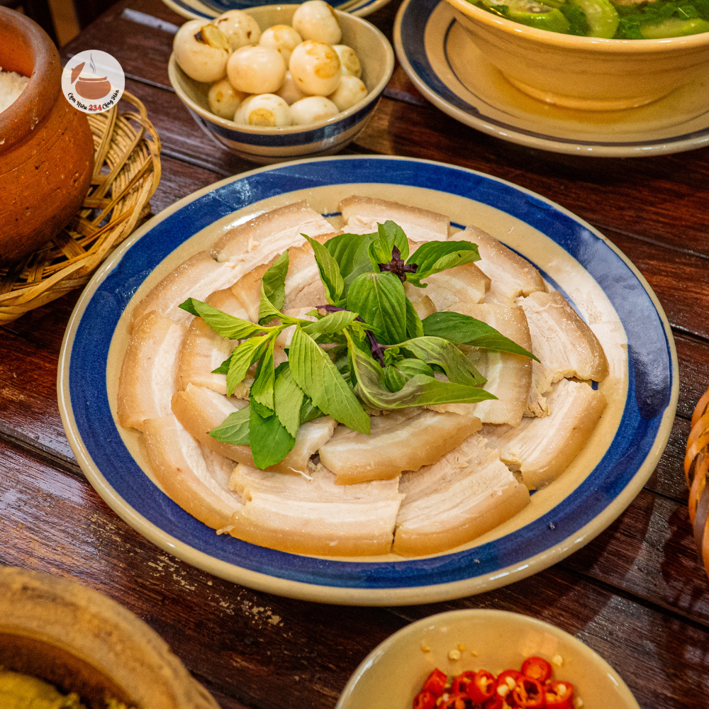  Ba rọi luộc + tôm chua 