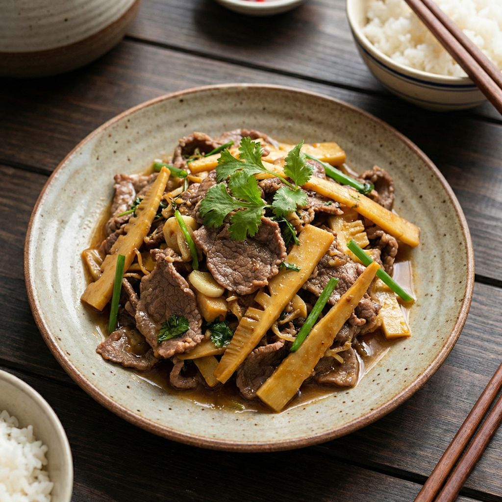  Măng trúc yên tử xào bò 