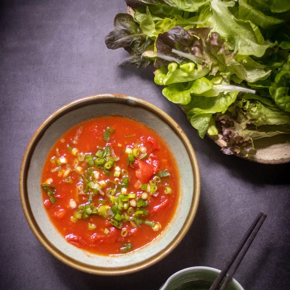  Rau sống sốt cà chua trứng 