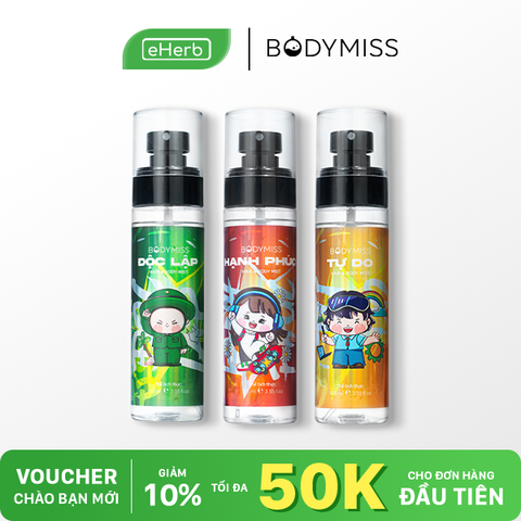  [MUA 2 GIẢM 50%] Bodymist xịt thơm body nam nữ, xịt khử mùi đi học đi chơi BODYMISS 105ml (chai) 