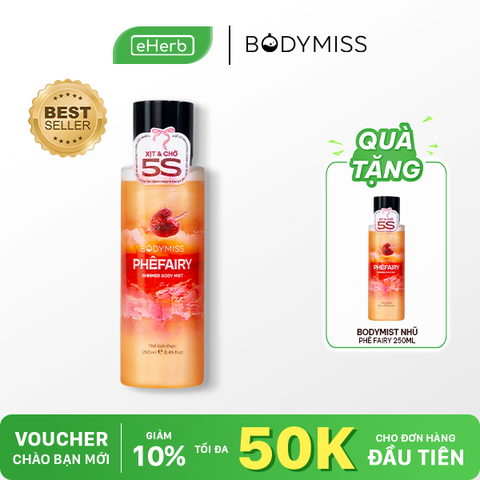  [MUA 1 TẶNG 1] Body mist nhũ lấp lánh thơm lâu BODYMISS, xịt thơm hương nước hoa cho nam nữ 250ml 