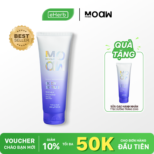  [MUA 1 TẶNG 1] Tẩy tế bào chết cám gạo hạnh nhân MOAW MOAWS - Scrub sữa gạo dưỡng da mềm mịn 230g 
