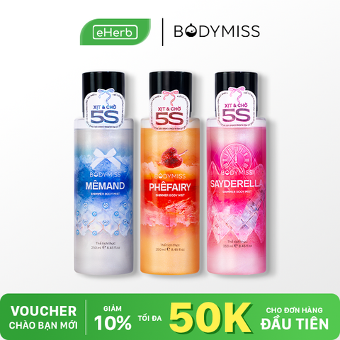 [MUA 2 GIẢM 50%] Bodymist nhũ xịt thơm lấp lánh BODYMISS cho nam nữ, body mist thơm lâu 250ml 