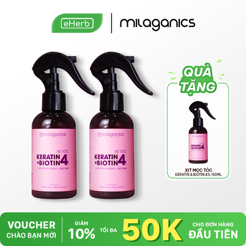  [MUA COMBO TẶNG 1] Combo 2 chai dưỡng mọc tóc MILAGANICS Keratin & Biotin 4% phục hồi hư tổn 150ml 