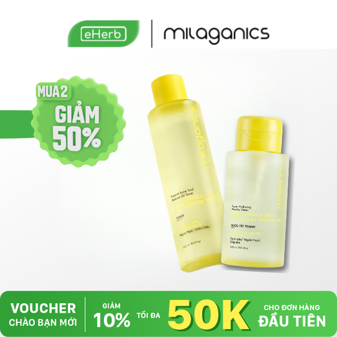  [MUA 2 GIẢM 50%] Toner Niacinamide 3% & Nước Tẩy Trang Hoa Cúc MILAGANICS Hỗ Trợ Dưỡng Trắng Da Và Giảm Mụn 